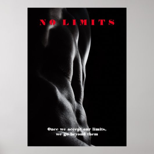 Bodybuilding Motivatie Inspirerend No Limits Poster (Voorkant)