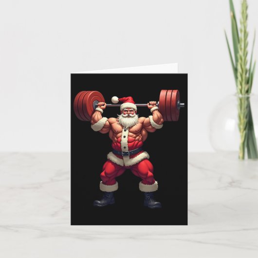 Bodybuilding Santa Claus Bodybuilder Christmas Gym Kaart (Voorkant)