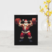 Bodybuilding Santa Claus Bodybuilder Christmas Gym Kaart (Gele Bloem)