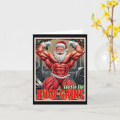 Bodybuilding Santa Ho Ho Huge Gains Weightlifting Kaart (Gele Bloem)
