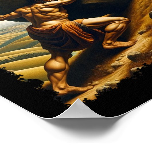 Bodybuilding Sisyphus Endurance Clic Art Greek Myt Poster (Hoek)