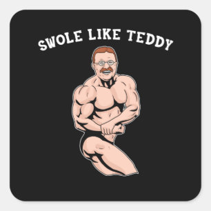 Bodybuilding Teddy Gym Gift Theodore Roosevelt Vierkante Sticker