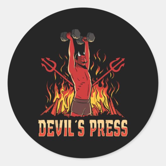 Bodybuilding van de pers van Satan Devil Ronde Sticker (Voorkant)