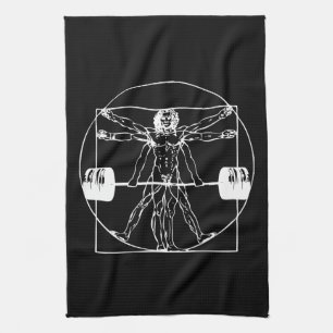 Bodybuilding - Vitruvian Barbell Man Theedoek