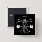 Bodybuilding - Vitruvian Barbell Man Vierkante Button 5,1 Cm (Voorkant /achterkant)