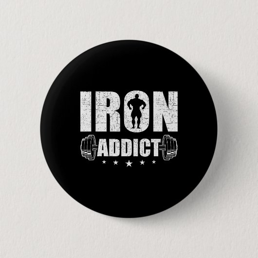 Bodybuilding Weightlifting Workout Gift Co. Iron A Ronde Button 5,7 Cm (Voorkant)