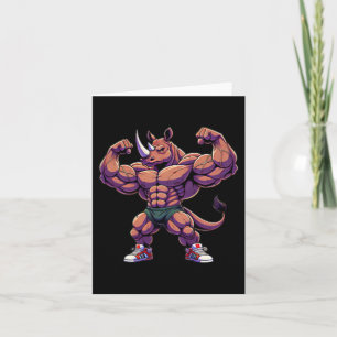 Bodybuilding Workout Gym Mannen Zak Rhino Met Spie Kaart