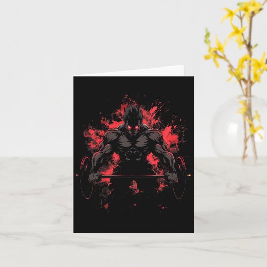 Bodybuilding Workout Spier Powerlifting Anime Mann Kaart (Gele Bloem)