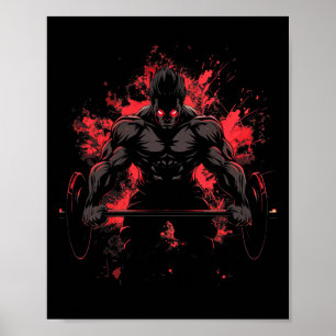 Bodybuilding Workout Spier Powerlifting Anime Mann Poster
