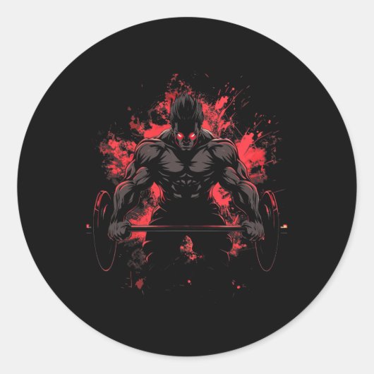 Bodybuilding Workout Spier Powerlifting Anime Mann Ronde Sticker (Voorkant)