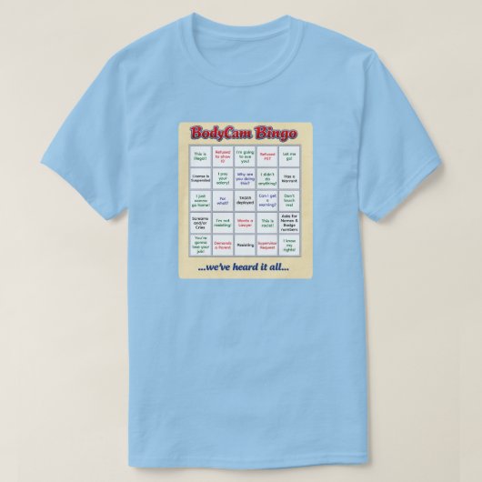 "BodyCam Bingo" (2) T-shirt (Design voorkant)