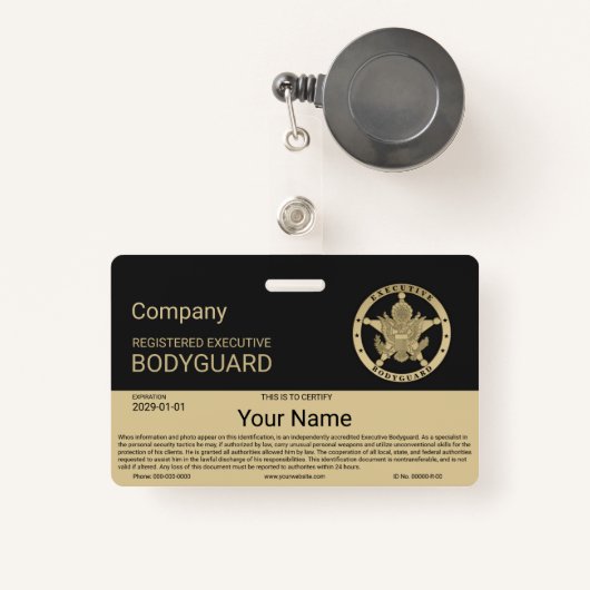 Bodyguard Badge (Voorkant met intrekbare)