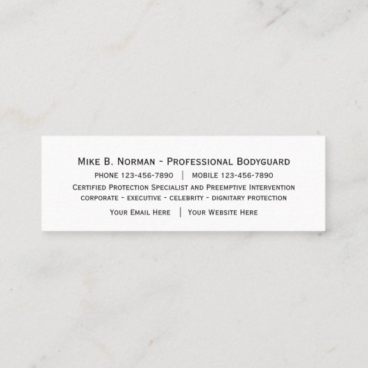 Bodyguard Professional Compact Visitekaartjes (Achterkant)