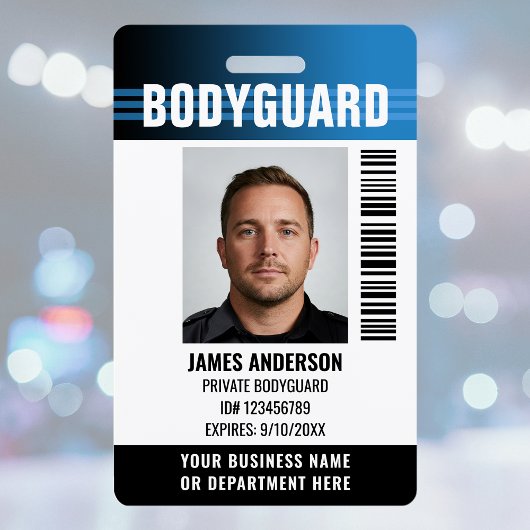 Bodyguard Security Guard ID Foto Logo Blauw Aangep Badge