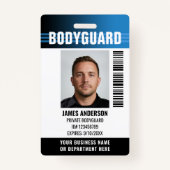 Bodyguard Security Guard ID Foto Logo Blauw Aangep Badge (Voorkant)