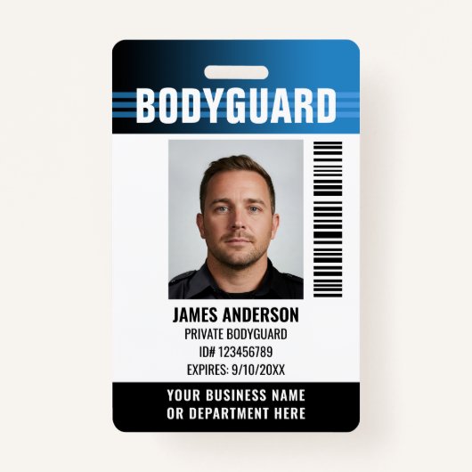 Bodyguard Security Guard ID Foto Logo Blauw Aangep Badge (Voorkant)