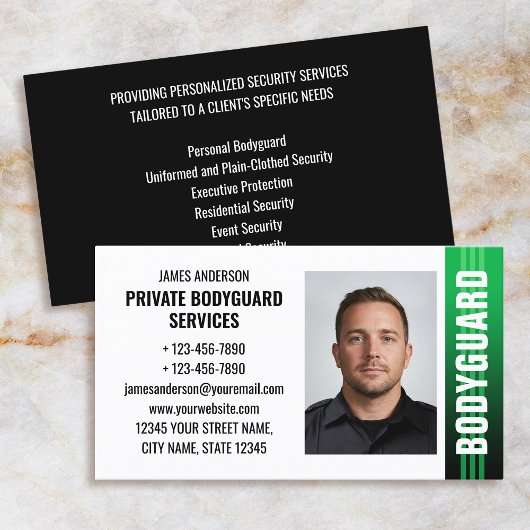 Bodyguard Security Services Guard ID Foto Groen Visitekaartje