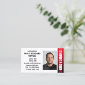 Bodyguard Security Services Guard ID Foto Rood Visitekaartje (Staand voorkant)
