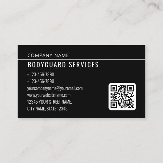 Bodyguard Services Moderne Foto Logo QR Code Visitekaartje (Achterkant)
