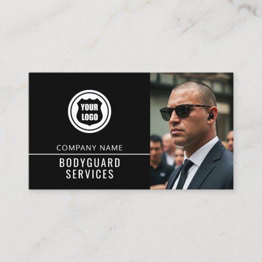 Bodyguard Services Moderne Foto Logo QR Code Visitekaartje (Voorkant)