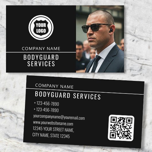 Bodyguard Services Moderne Foto Logo QR Code Visitekaartje