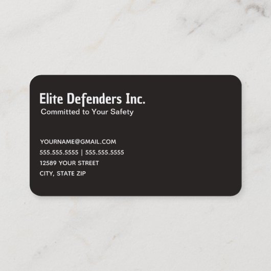 Bodyguard Visitekaartje (Achterkant)