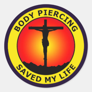 BODYPIERCING HEEFT MIJN LEVEN GERED RONDE STICKER