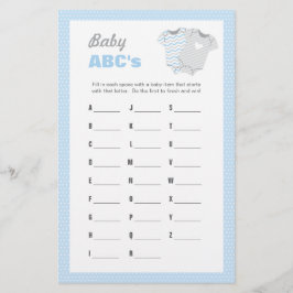 Bodysuit Baby shower ABCs Spel - Blauw Briefpapier