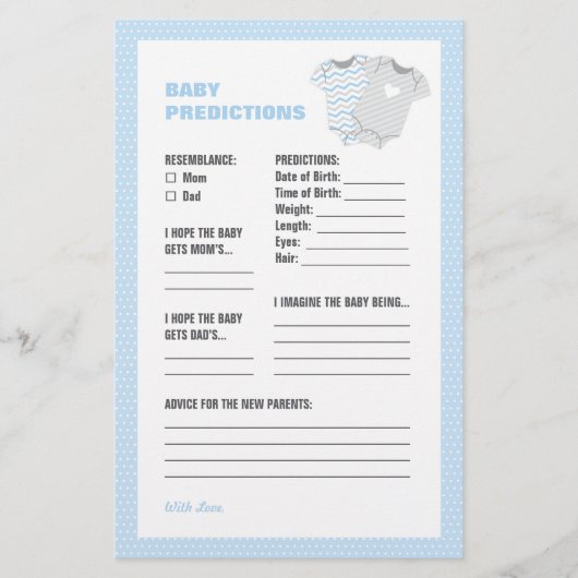 Bodysuit Baby shower Baby Predictions Kaart - blau (Voorkant)