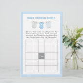 Bodysuit Baby shower Bingo Game Kaart - blauw (Staand voorkant)