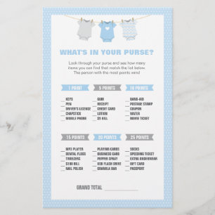 Bodysuit Baby shower Wat in uw Purse Game-Blue Briefpapier