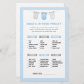 Bodysuit Baby shower Wat in uw Purse Game-Blue Briefpapier (Voorkant / Achterkant)