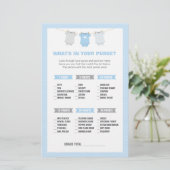 Bodysuit Baby shower Wat in uw Purse Game-Blue Briefpapier (Staand voorkant)