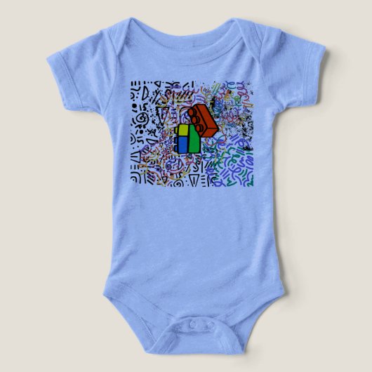 Bodysuit blauw pinumber patterned (Design voorkant)
