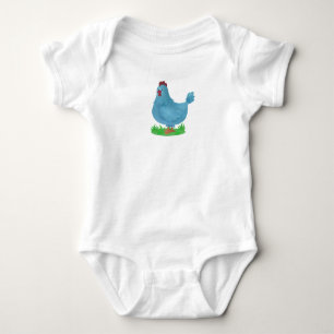 Bodysuit - Gedrukt met een charmante blauwe kip