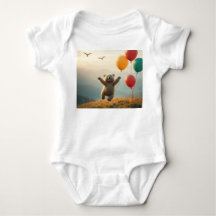 Bodysuit Happy baby beer vliegen met ballonnen