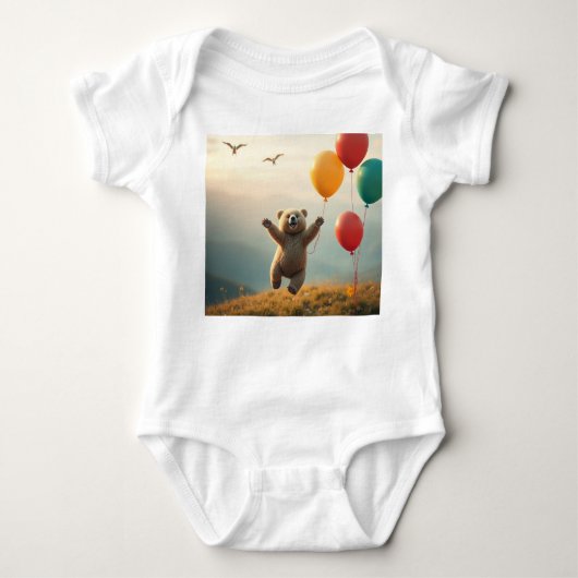 Bodysuit Happy baby beer vliegen met ballonnen (Voorkant)
