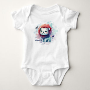 Bodysuit met een kleine leeuw in blauw