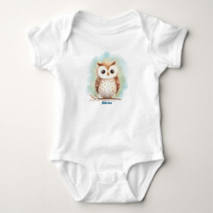 Bodysuit met een Schattigee kleine uil WATERVERF