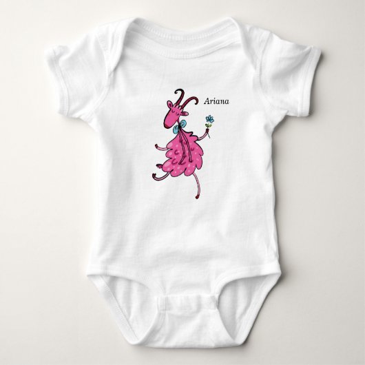 Bodysuit tas voor baby-meisjes met roze geit (Voorkant)