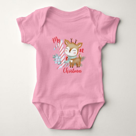 Bodysuits met illustratie van een baby hert. (Voorkant)