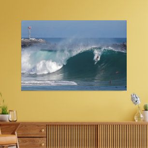 Bodysurfen op de WEDGE, Newport Beach, CA Canvas Afdruk