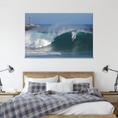 Bodysurfen op de WEDGE, Newport Beach, CA Canvas Afdruk (Insitu (Slaapkamer))