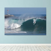 Bodysurfen op de WEDGE, Newport Beach, CA Canvas Afdruk (Insitu (Houten vloer))