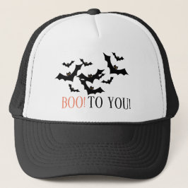 "BOE AAN JOU!" Black Bats Halloween Aangepast Trucker Pet