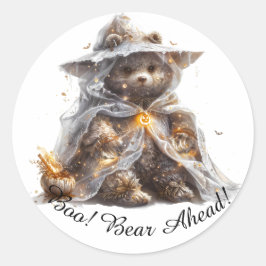 Boe! Beer vooruit! Knuffel Beer. Ghost Teddy Ronde Sticker