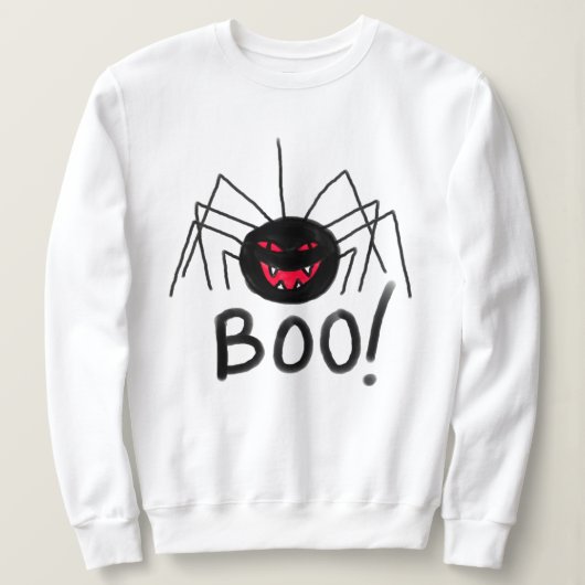 Boe! Big Black Spider Halloween Sweatshirt (Design voorkant)