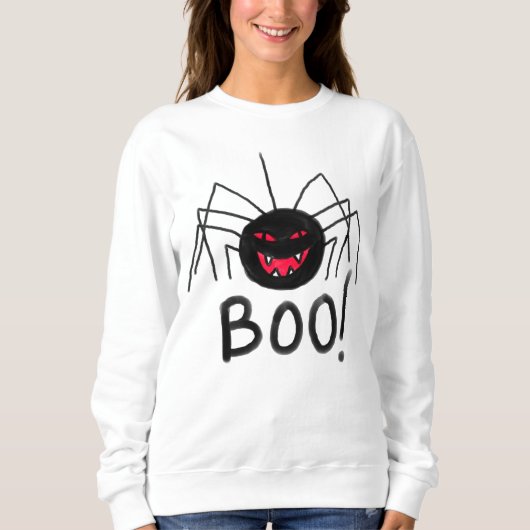 Boe! Big Black Spider Halloween Sweatshirt (Voorkant)