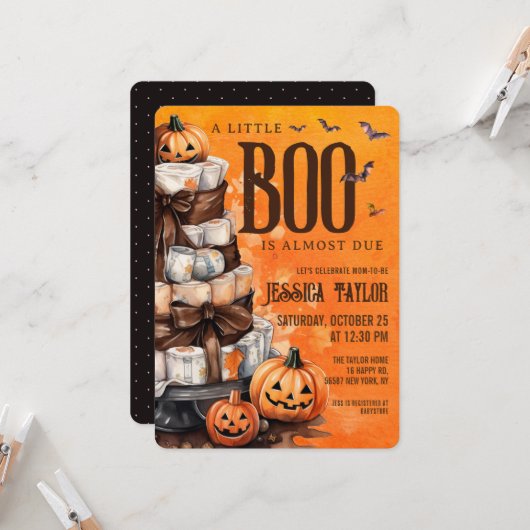 Boe bijna klaar Pompoen Luiercake Baby Shower Kaart (Voorkant / Achterkant in situ)