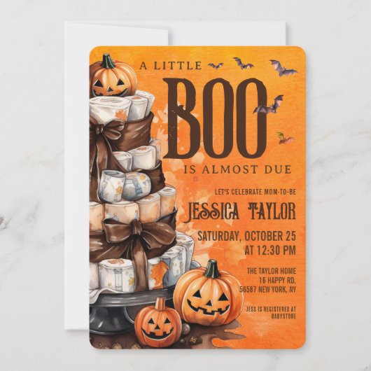 Boe bijna klaar Pompoen Luiercake Baby Shower Kaart (Voorkant)